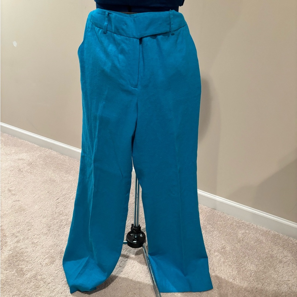 Vibrant Blue Women's Linen Suit Set - Picture 2 of 4